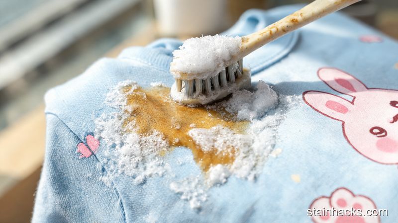将小苏打糊涂在小孩衣服果汁渍上