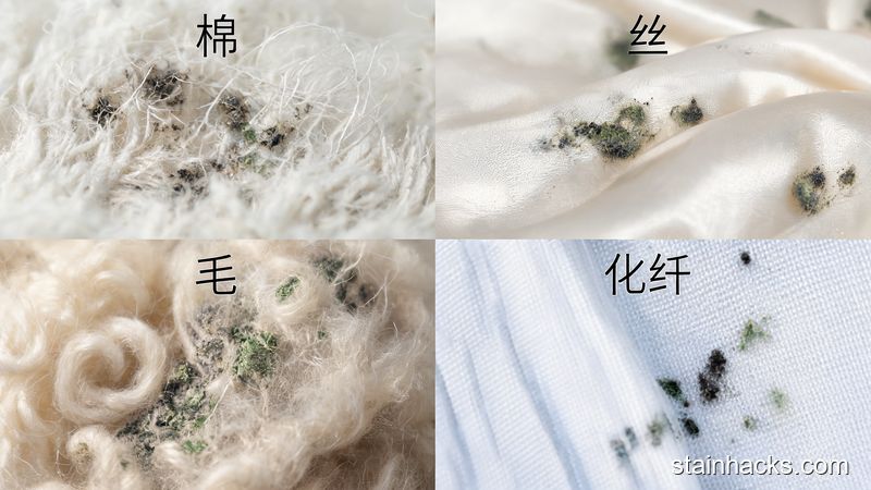 多种面料衣服表面发霉的霉斑黑点细节特写