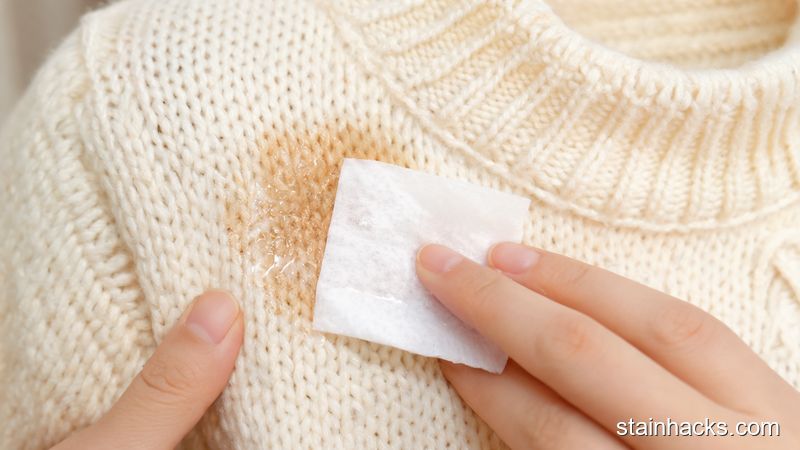 用棉片蘸白醋轻按毛衣上的巧克力