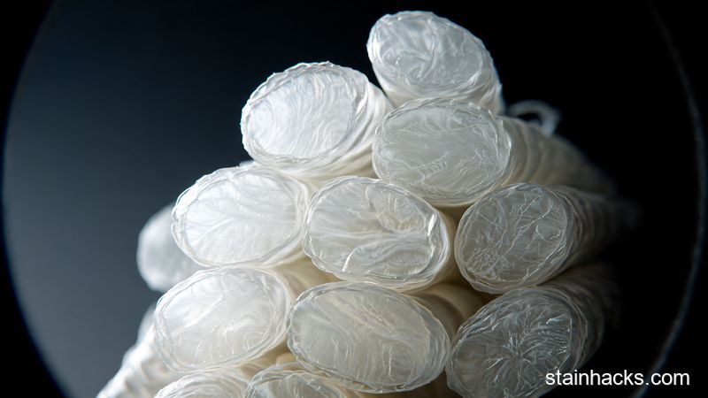 显微镜下的真丝纤维结构,展现出光滑的蛋白质丝状体,脆弱而需要中性呵护